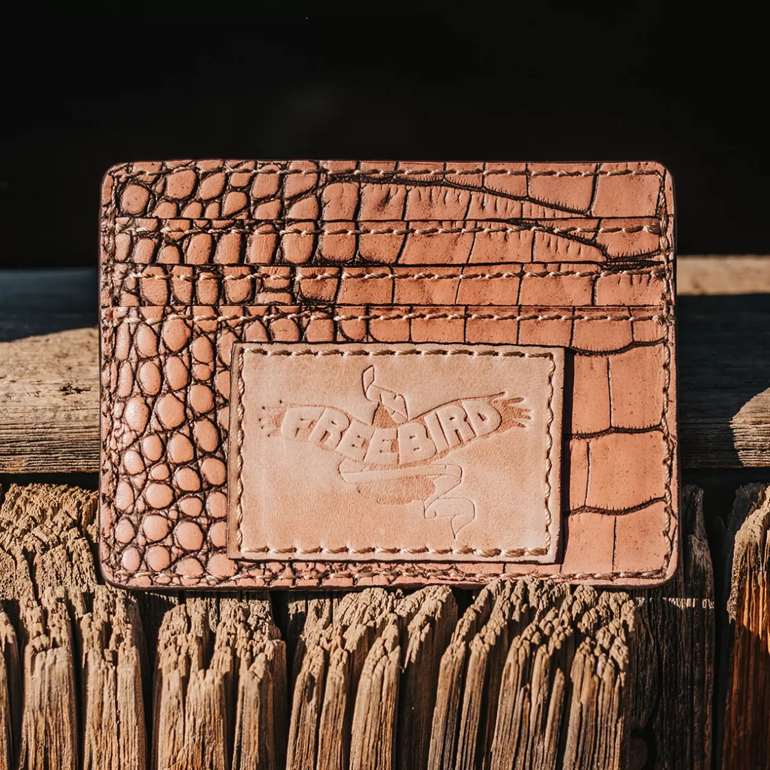 FREEBIRD STORES Cc Wallet Pink Croco Store