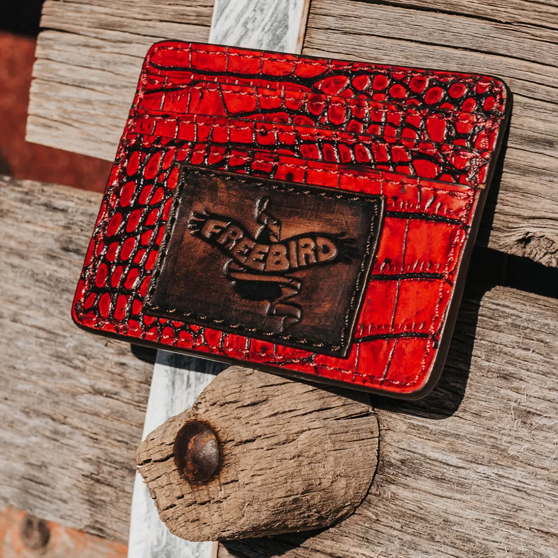 FREEBIRD STORES Cc Wallet Red Croco Shop