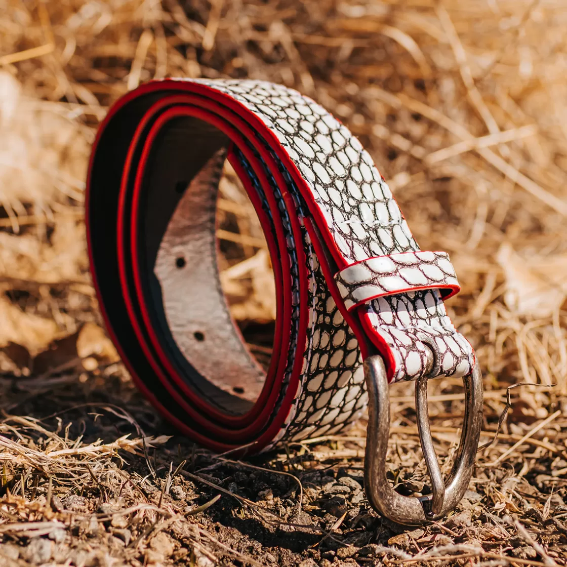 FREEBIRD STORES Classic Belt White Croco Shop