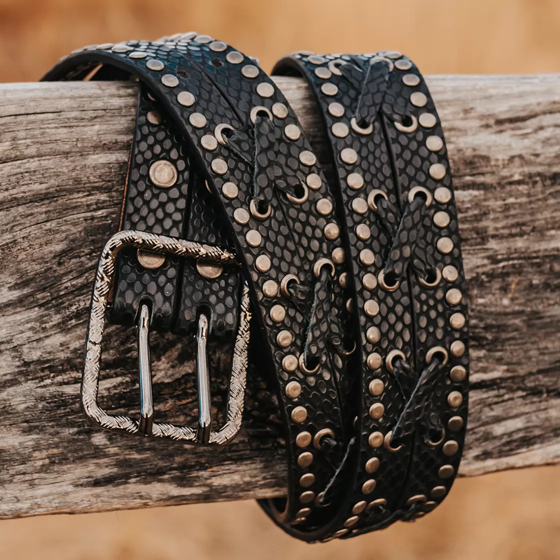 FREEBIRD STORES Cross Belt Black Snake Discount