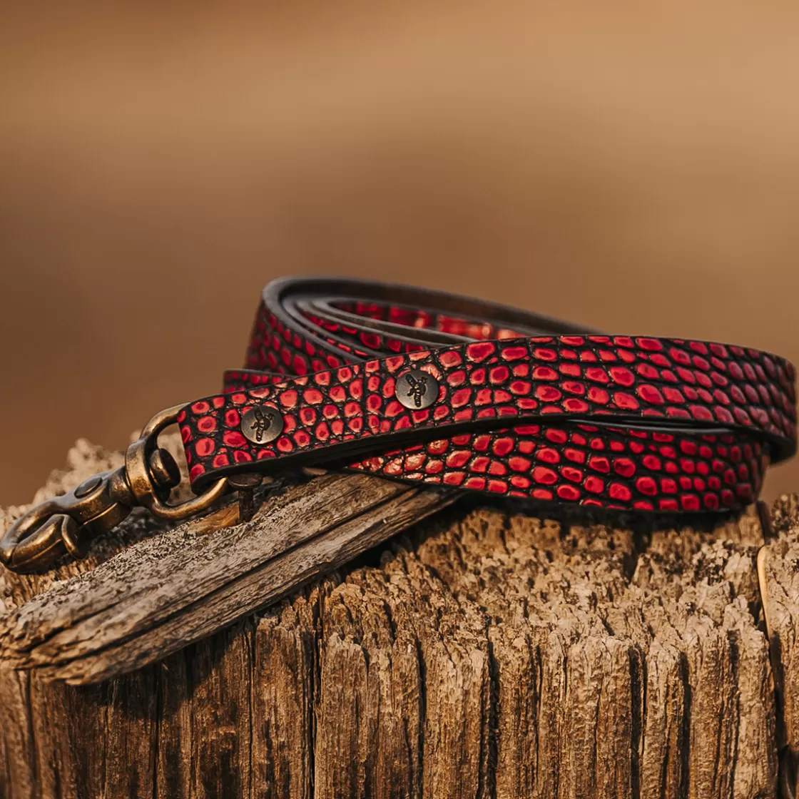 FREEBIRD STORES Dog Leash Red Croco Hot